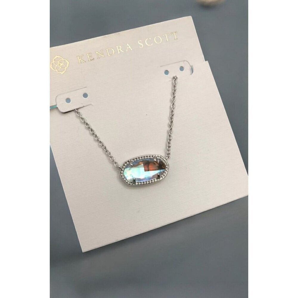 Kendra Scott Elisa Short Pendant in Silver Dichroic Glass